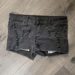 Distressed Low Rise Jean Shorts